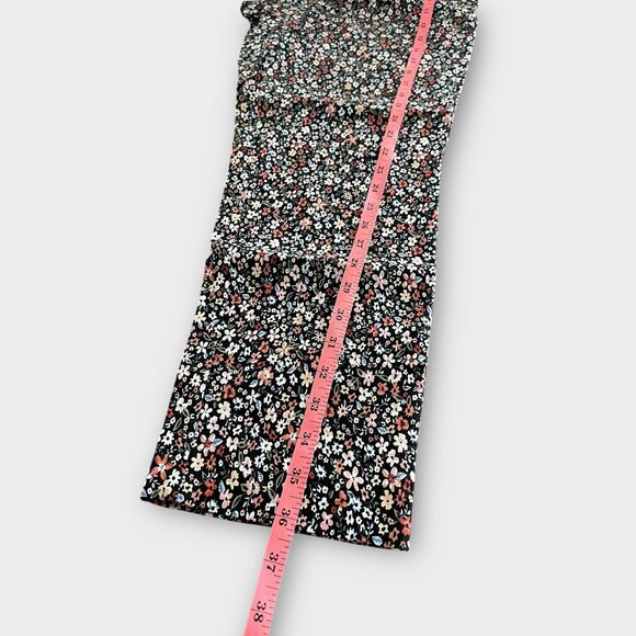 Tiny Floral Printed Pants Sz L Wrap Belt Capri Cropped Cottagecore - Picture 8 of 8